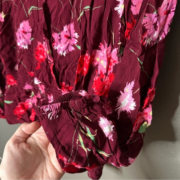 Express Burgundy Floral Blouse - Picture 6 of 7